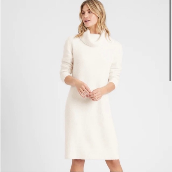 Banana Republic Dresses & Skirts - Boho Banana Republic Cream Cowl Neck Long Sleeve Sweater Dress. NWT. Small